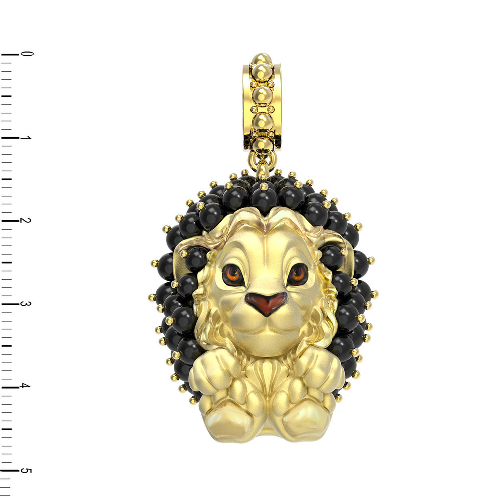 Подвеска из лимонного золота c эмаль и ониксом