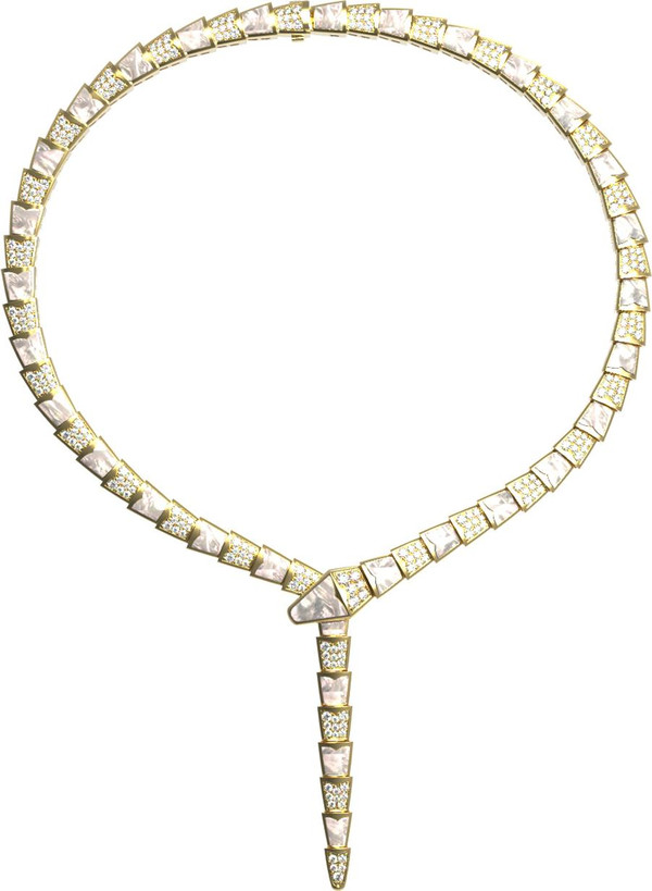 Колье из лимонного золота c бриллиантами и перламутром