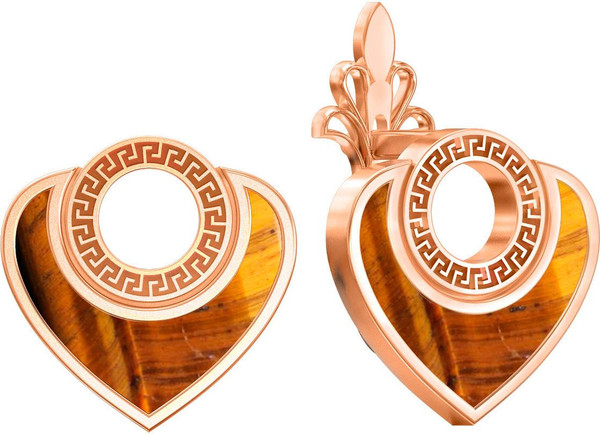 Серьги из золота c тигровым глазом