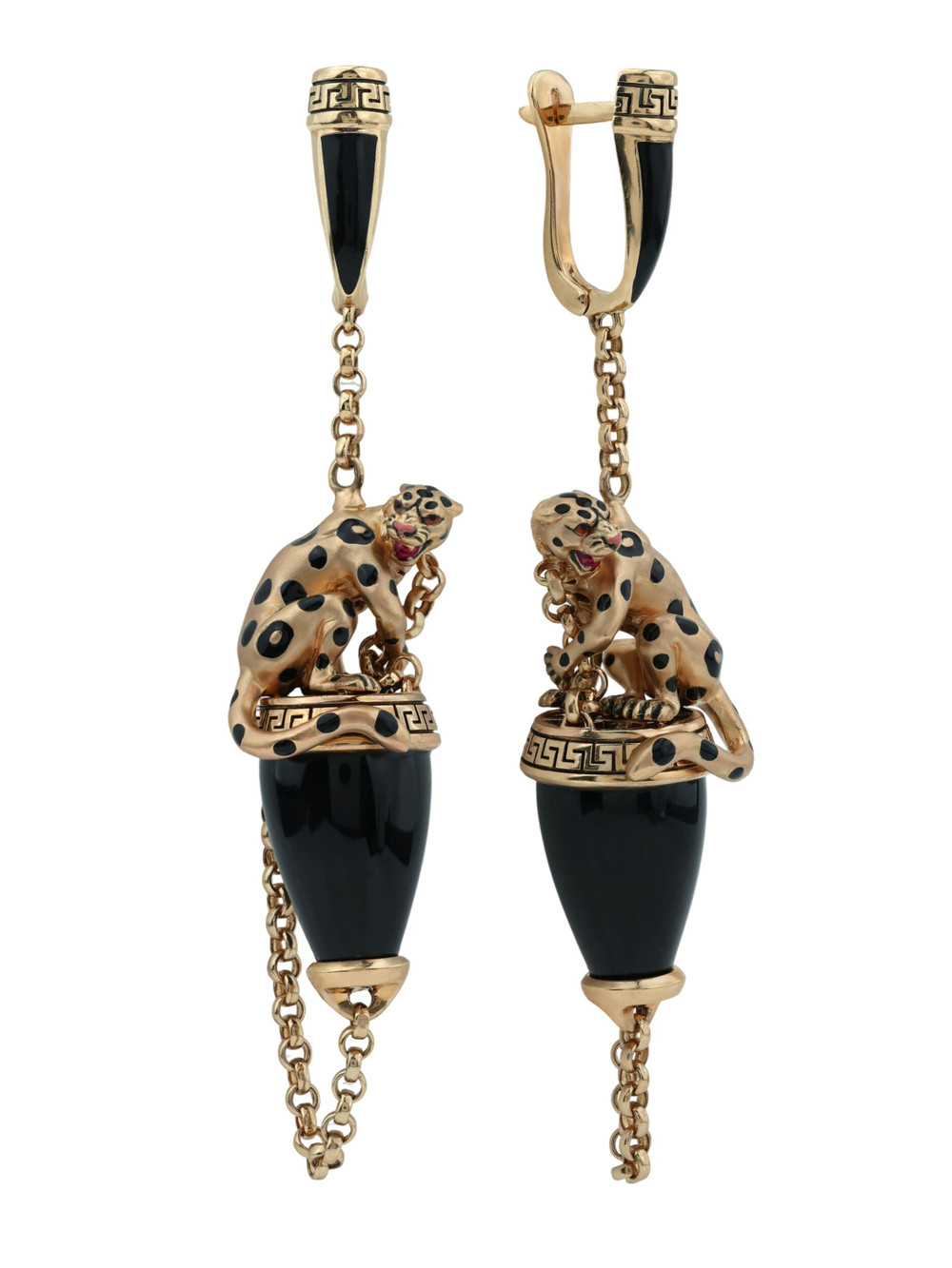 Серьги из золота c эмаль и ониксом