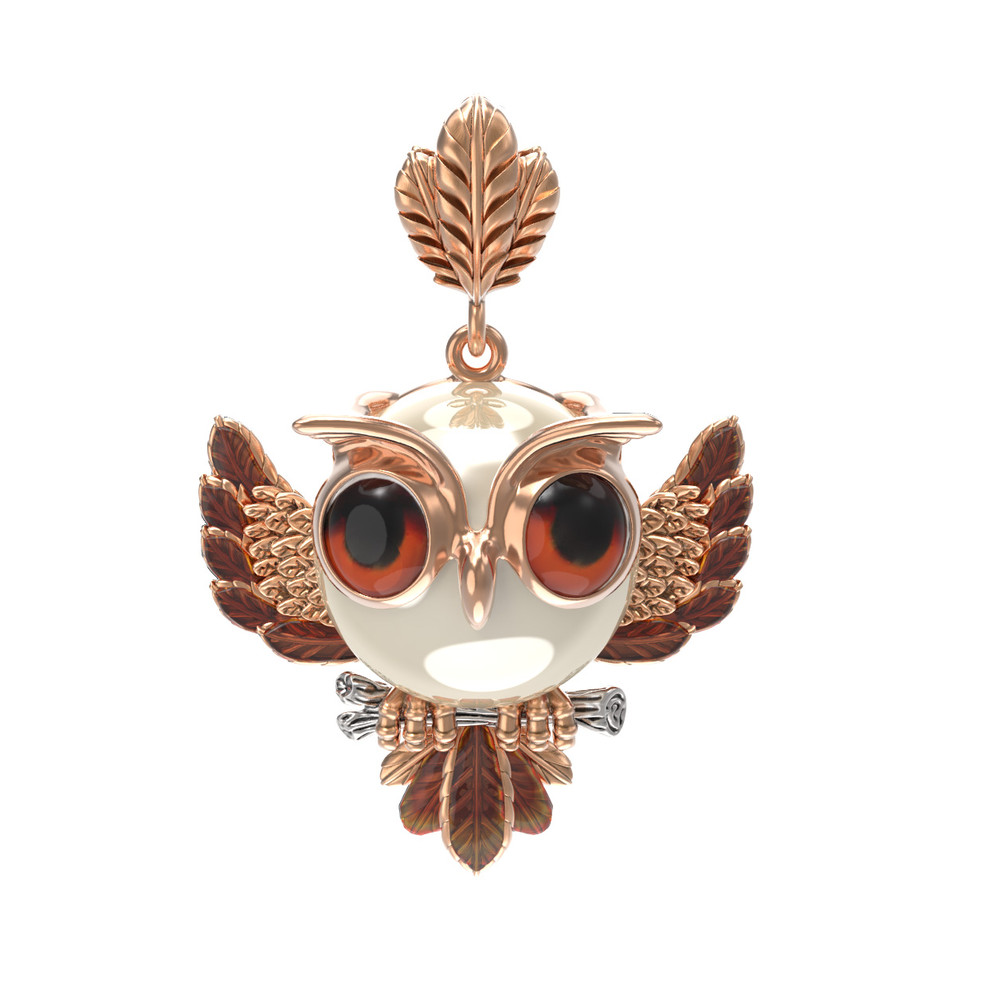 Подвеска из золота c эмаль и жемчугом