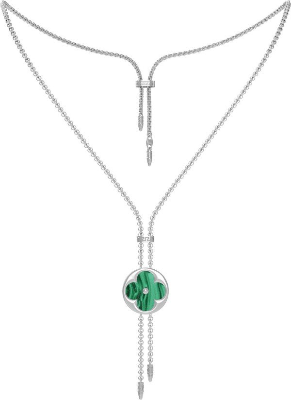 Колье из белого золота c малахитом и перламутром