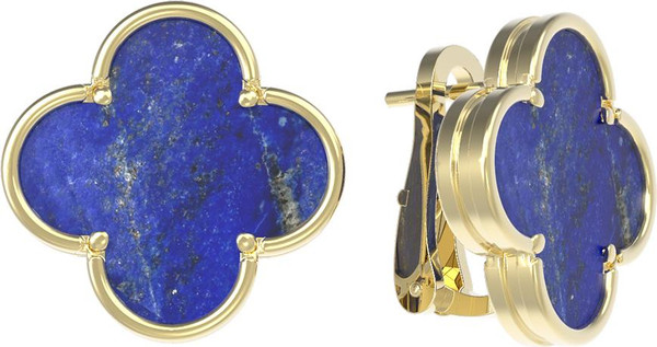 Серьги из лимонного золота c лазуритом