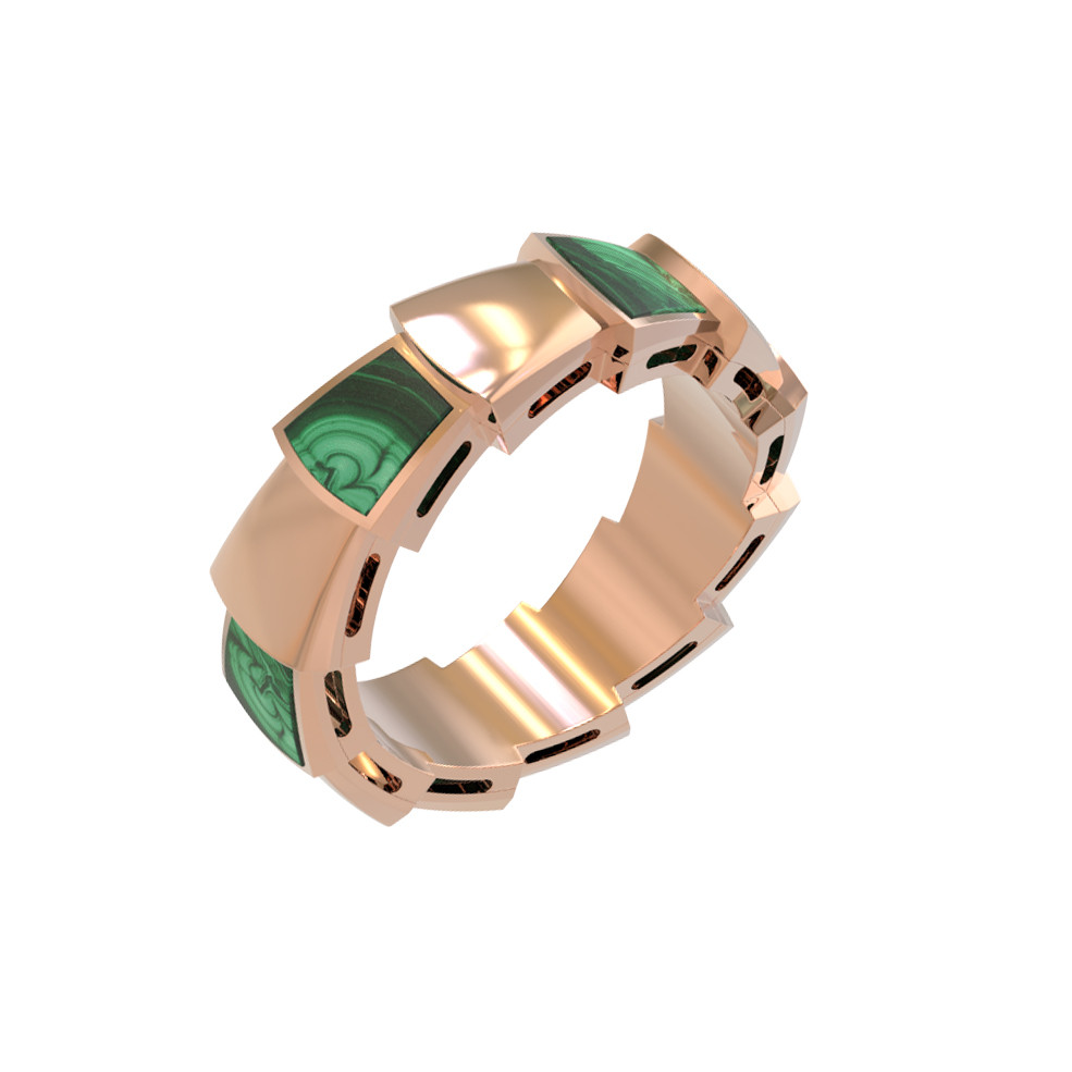 Кольцо из золота c малахитом