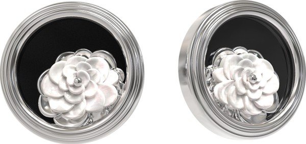 Серьги из белого золота c ониксом и перламутром