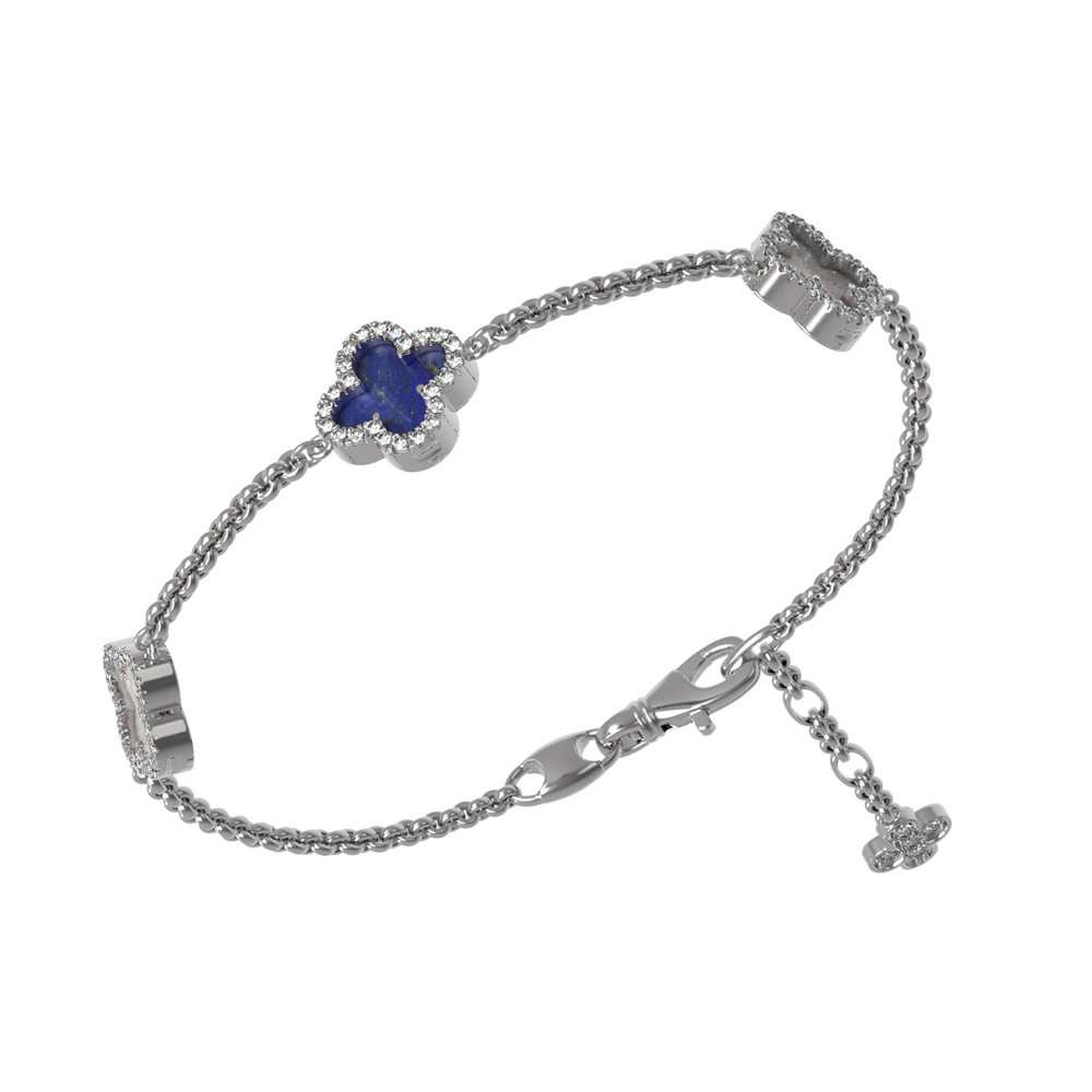 Браслет из белого золота c бриллиантами, лазуритом и перламутром