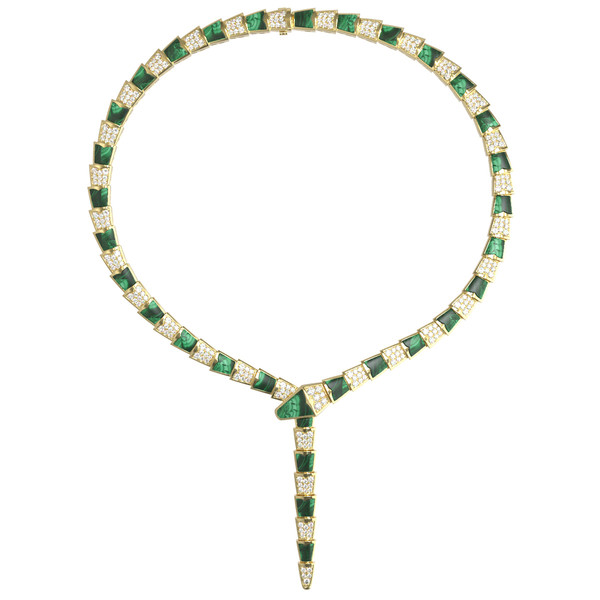 Колье из лимонного золота c бриллиантами и малахитом