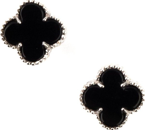 Серьги из белого золота 585 пробы c ониксом