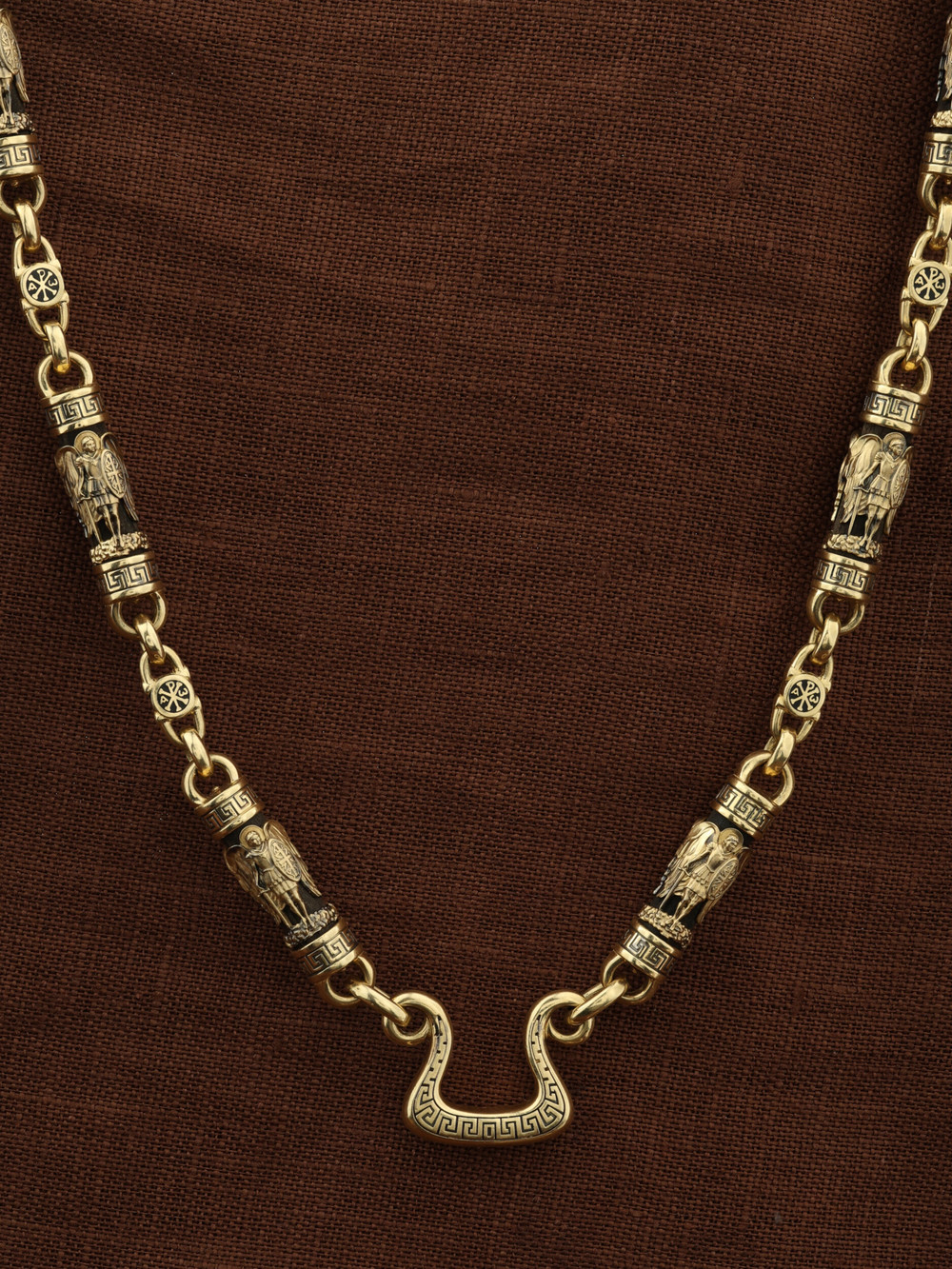 Цепь из лимонного золота c эмаль и эбеновым деревом