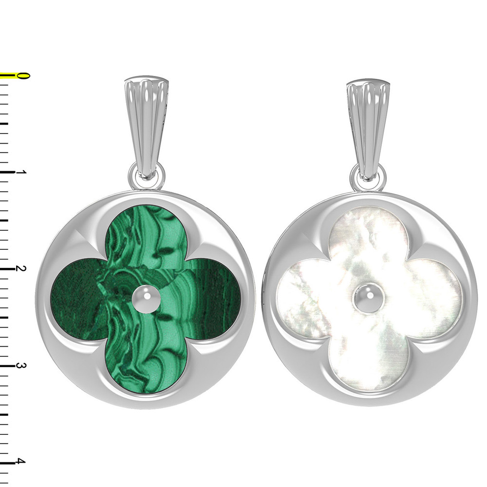 Подвеска из белого золота c малахитом и перламутром