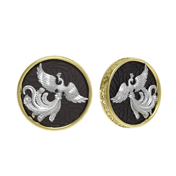 Серьги из лимонного золота c эбеновым деревом