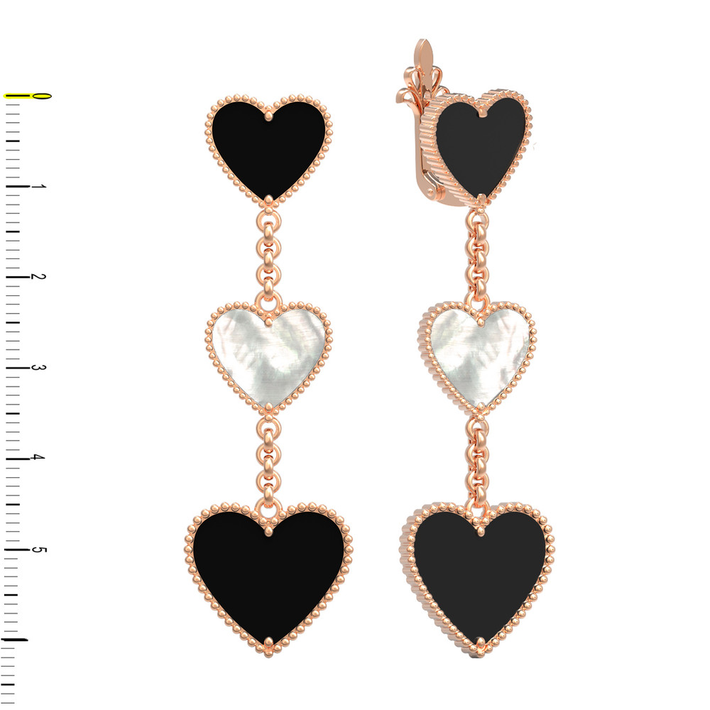 Серьги из золота c ониксом и перламутром