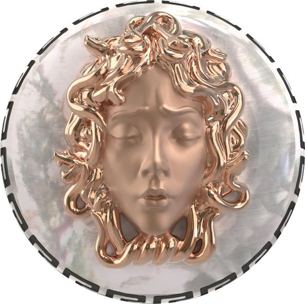 Кольцо из золота c эмаль и перламутром