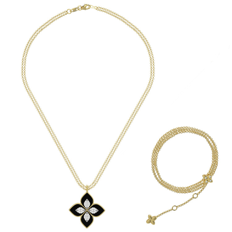 Колье из лимонного золота c бриллиантами и ониксом