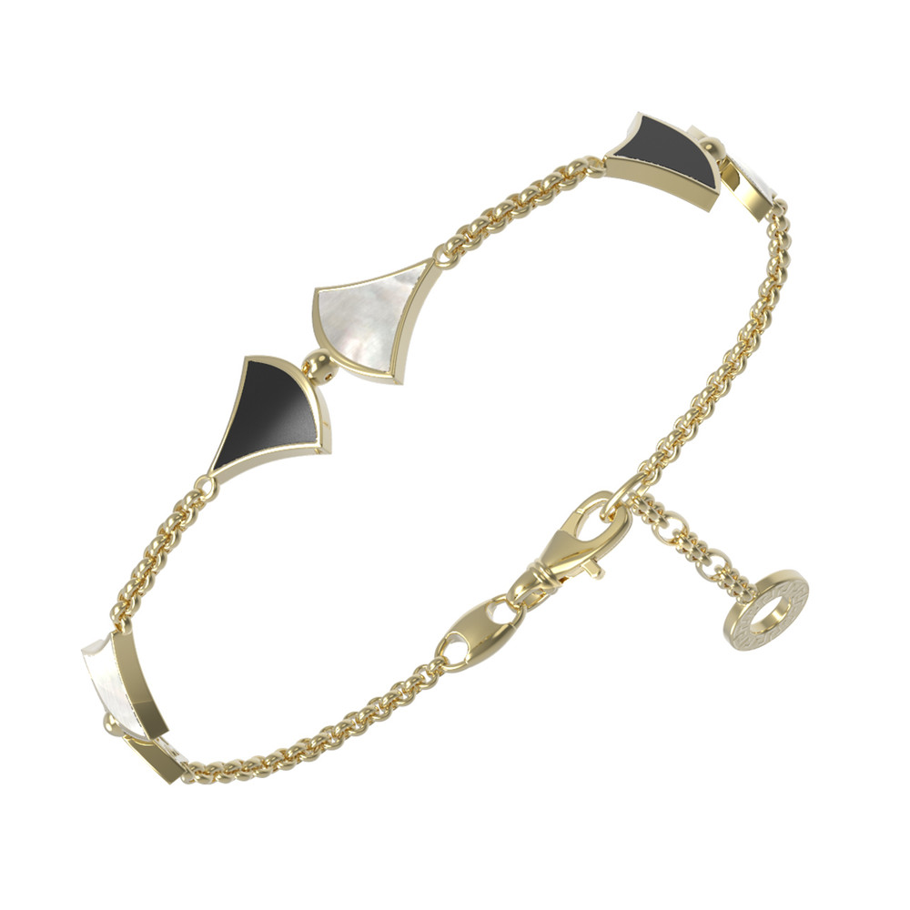 Браслет из лимонного золота c ониксом и перламутром