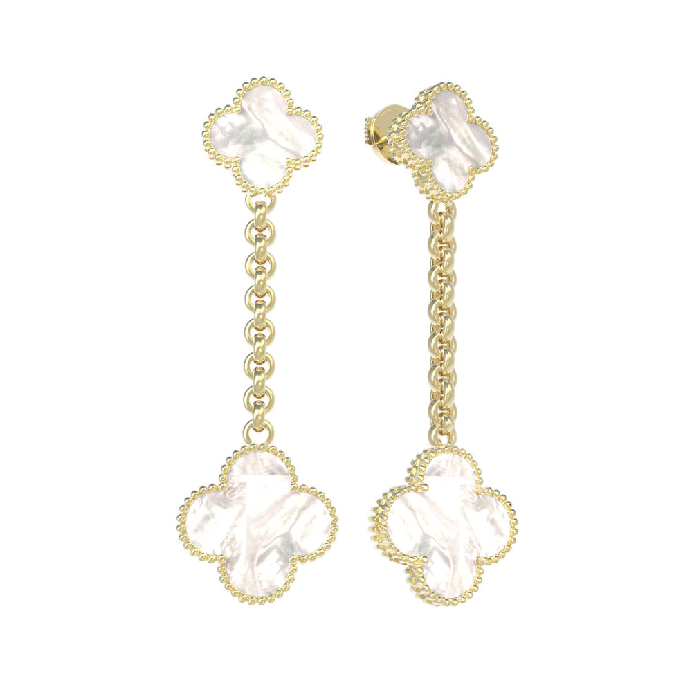 Серьги из лимонного золота c перламутром