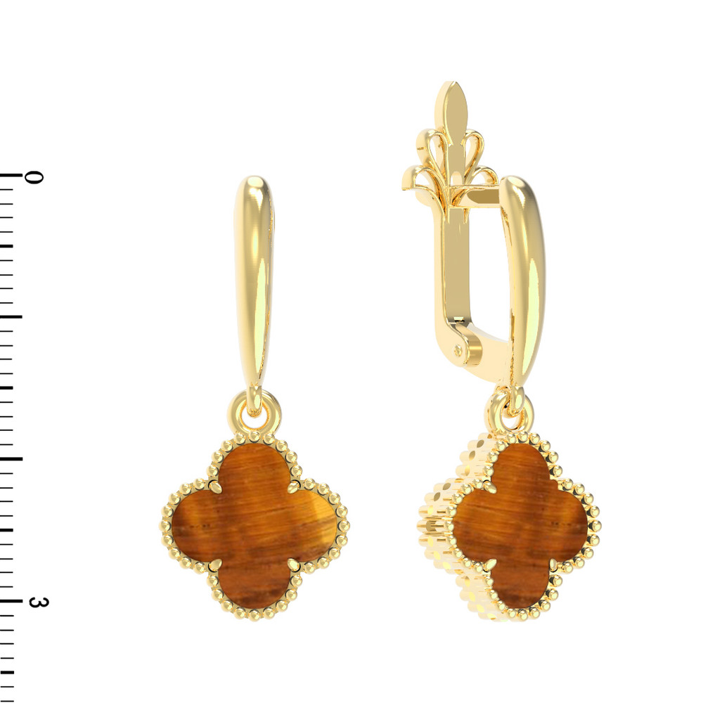 Серьги из лимонного золота c тигровым глазом