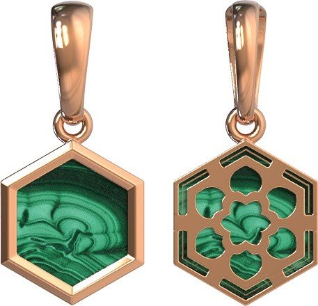 Подвеска из золота c малахитом