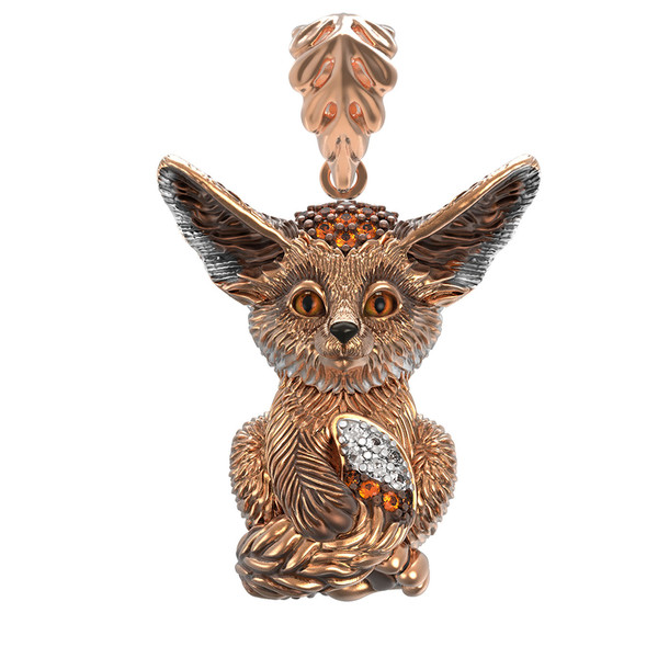 Подвеска из золота c эмаль и фианитом