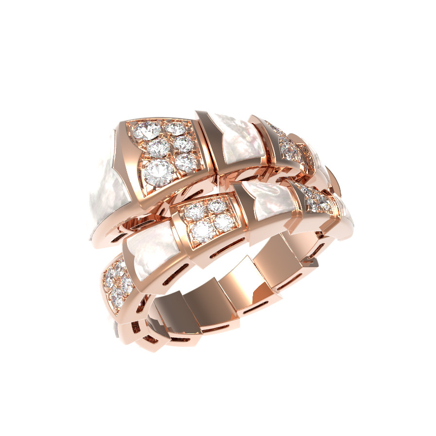 Кольцо из золота c бриллиантами и перламутром