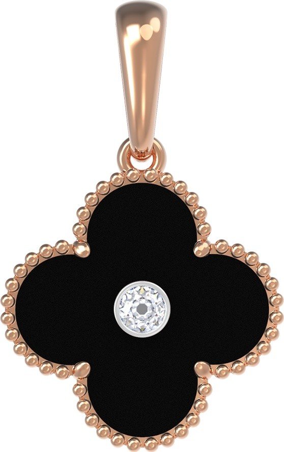 Подвеска из золота 585 пробы c бриллиантами и ониксом