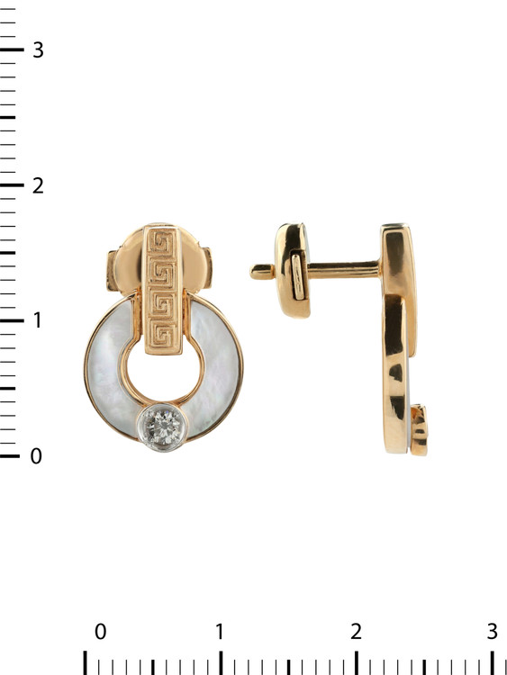 Серьги из золота c бриллиантами и перламутром