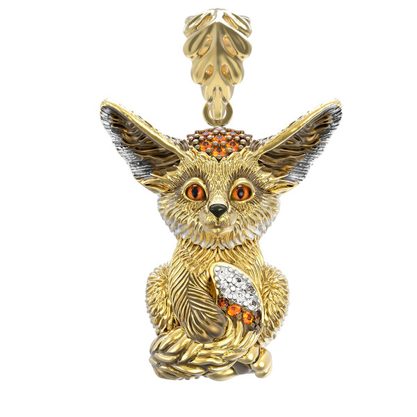 Подвеска из лимонного золота c эмаль и фианитом