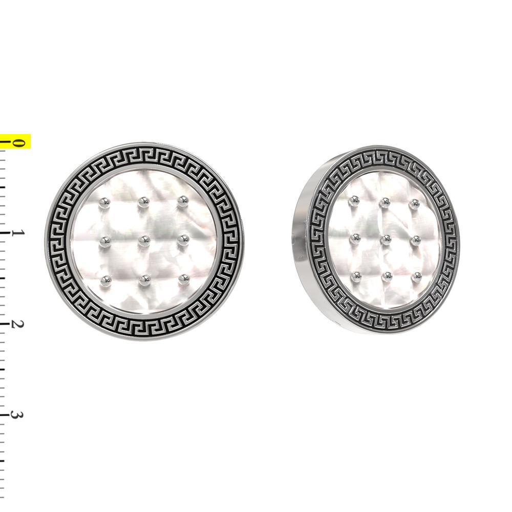 Серьги из белого золота c эмаль и перламутром