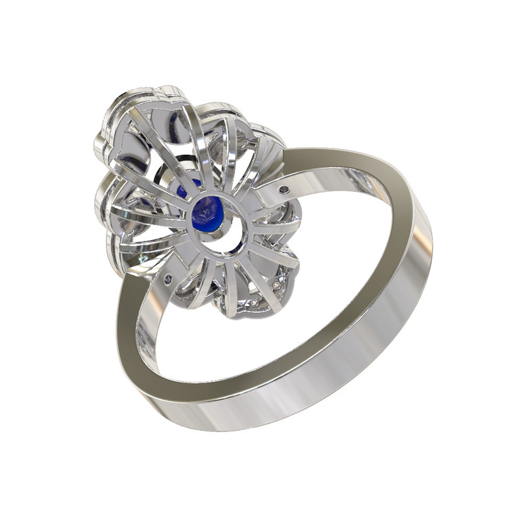 Кольцо из белого золота c бриллиантами и сапфиром
