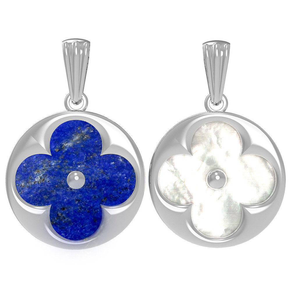 Подвеска из белого золота c лазуритом и перламутром