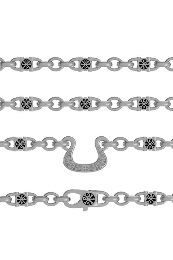 Цепь из белого золота c эмаль