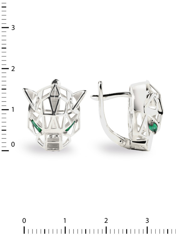 Серьги из белого золота c изумрудом