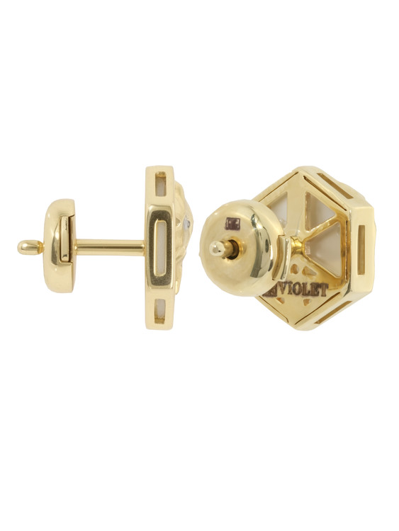 Серьги из лимонного золота c бриллиантами и перламутром