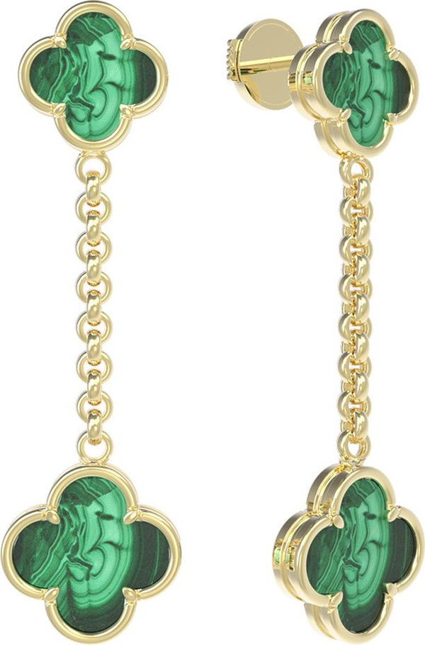 Серьги из лимонного золота c малахитом