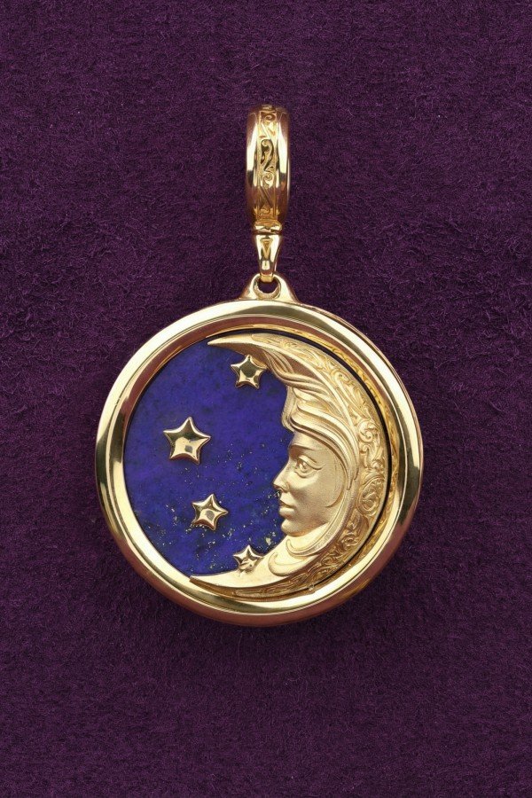 Подвеска из лимонного золота c бирюзой и лазуритом