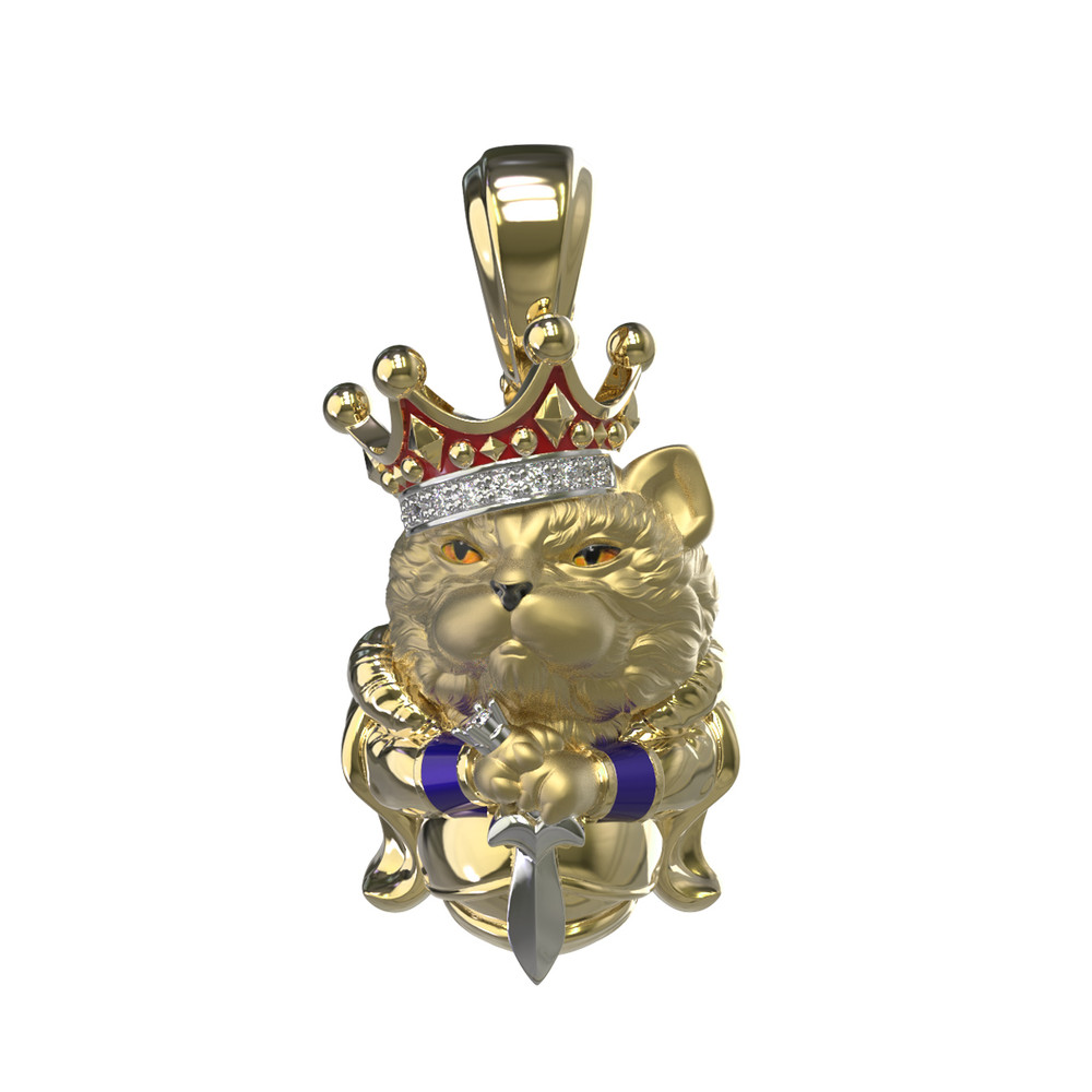 Подвеска из лимонного золота c эмаль , бриллиантами и рубином