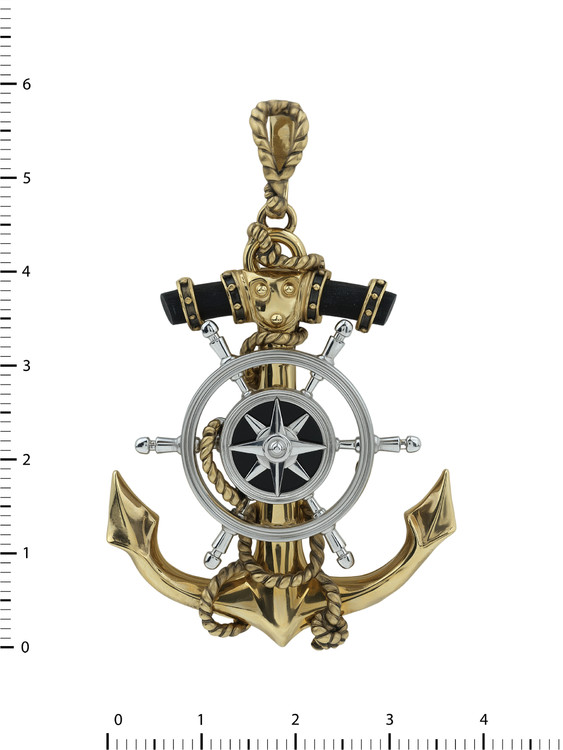 Подвеска из лимонного золота c ониксом и эбеновым деревом