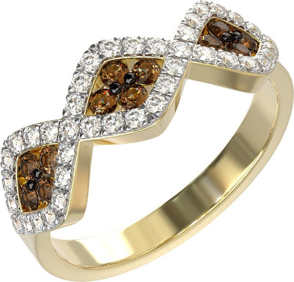 Кольцо из лимонного золота c бриллиантами