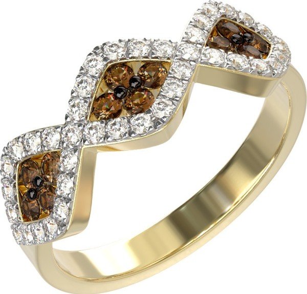 Кольцо из лимонного золота c бриллиантами