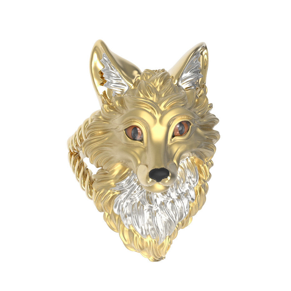 Кольцо из лимонного золота c эмаль