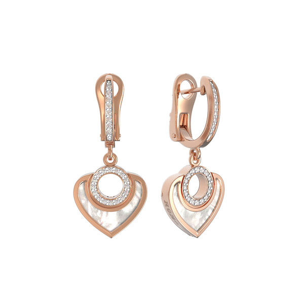 Серьги из золота c бриллиантами и перламутром