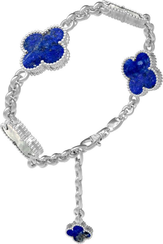 Браслет из белого золота c лазуритом и перламутром