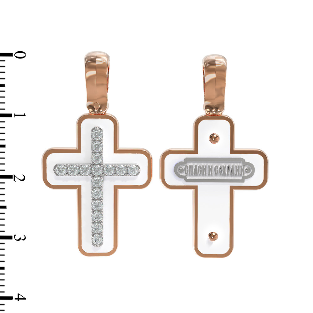 Крест из золота c эмаль и бриллиантами