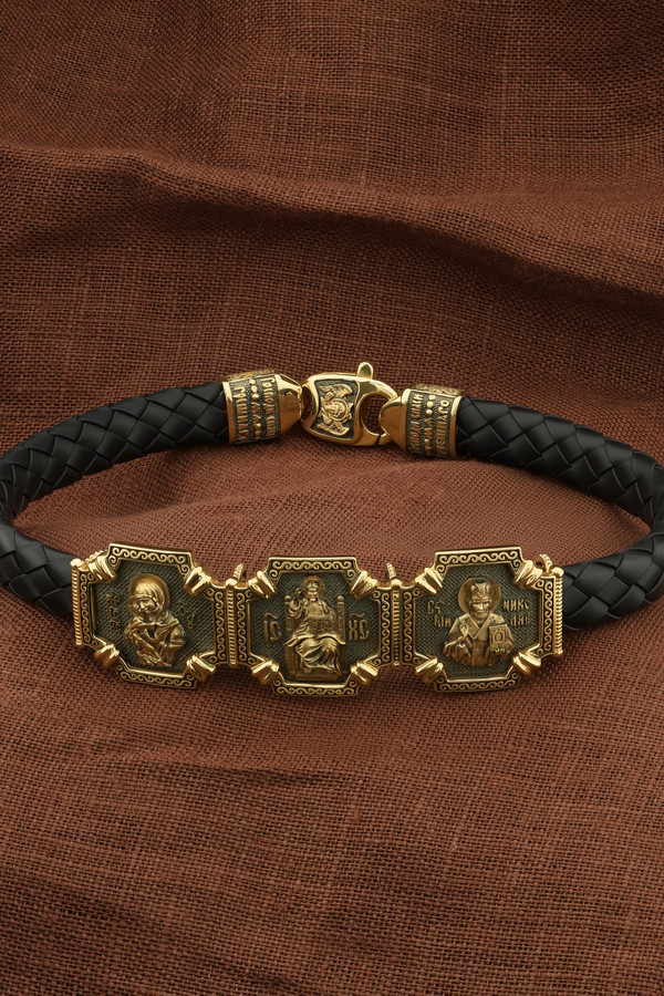 Браслет из лимонного золота c шнурком