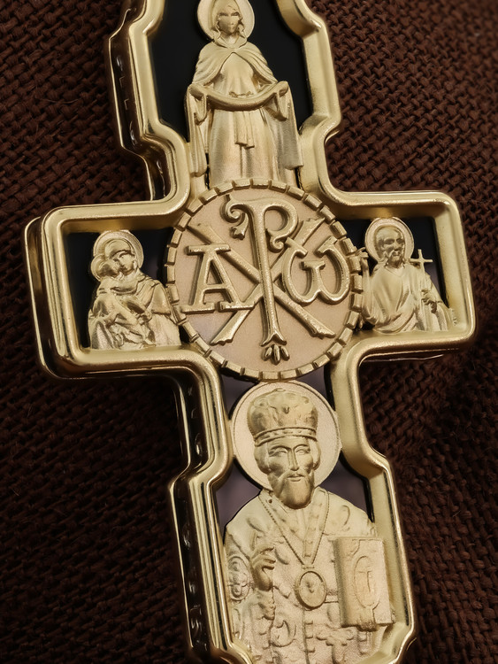 Крест из лимонного золота c ониксом