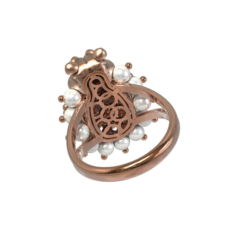 Кольцо из золота c эмаль и жемчугом