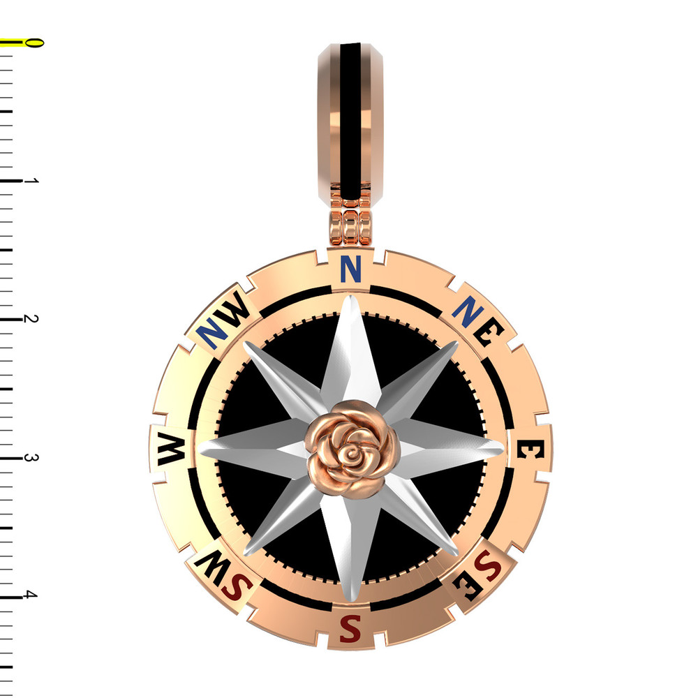 Подвеска из золота c эмаль и ониксом