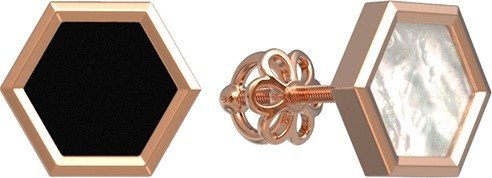 Серьги из золота c ониксом и перламутром