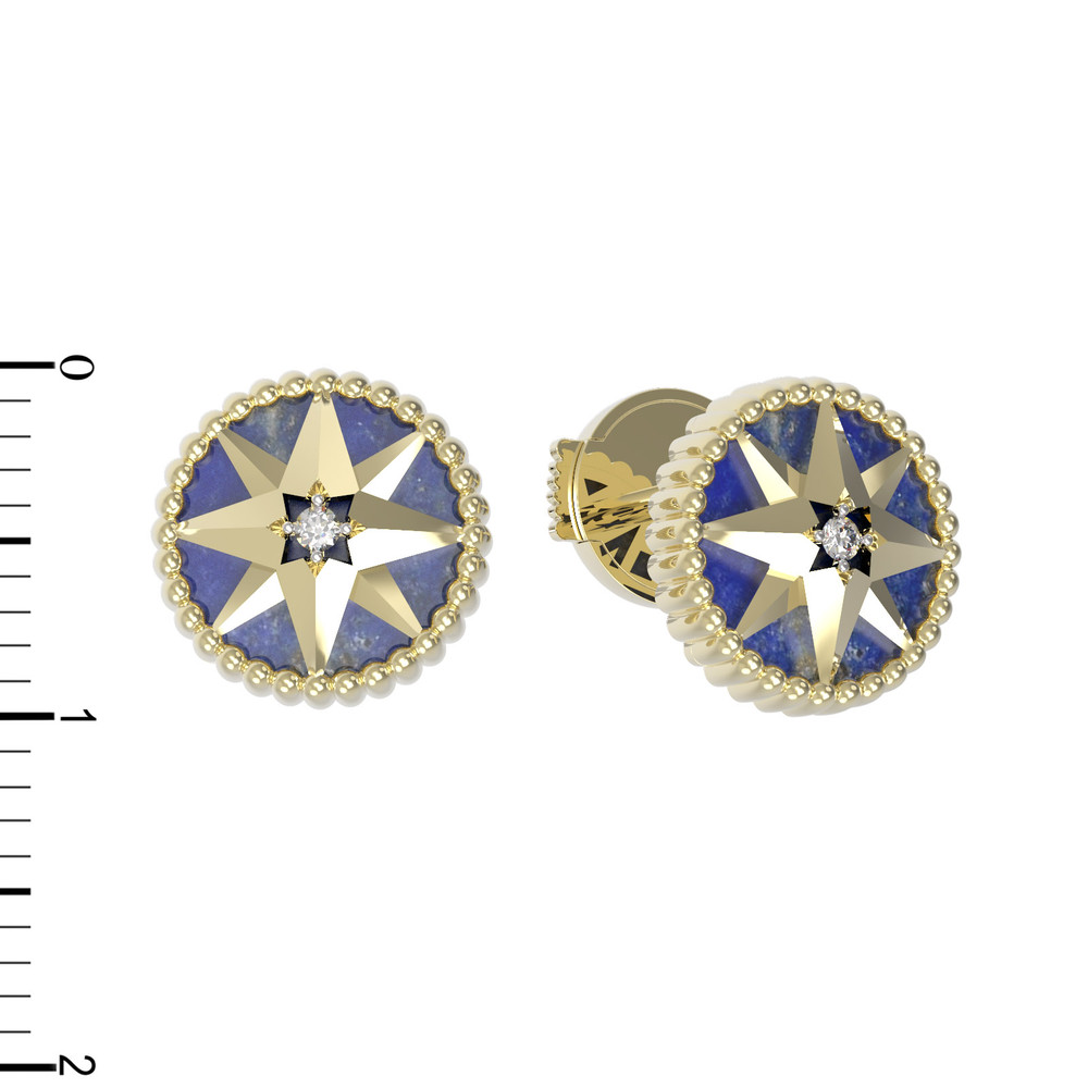 Серьги из лимонного золота c фианитом и лазуритом