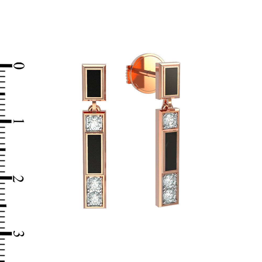 Серьги из золота c бриллиантами и ониксом